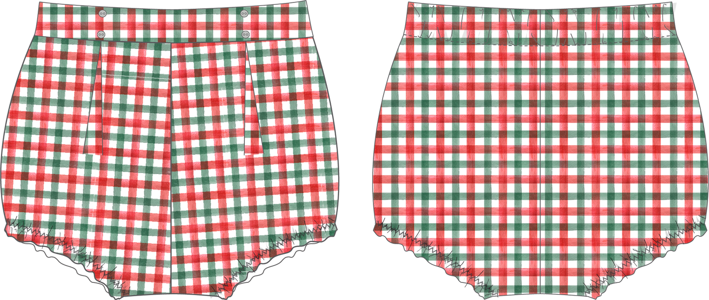 Tartan Smocked Bloomer Set