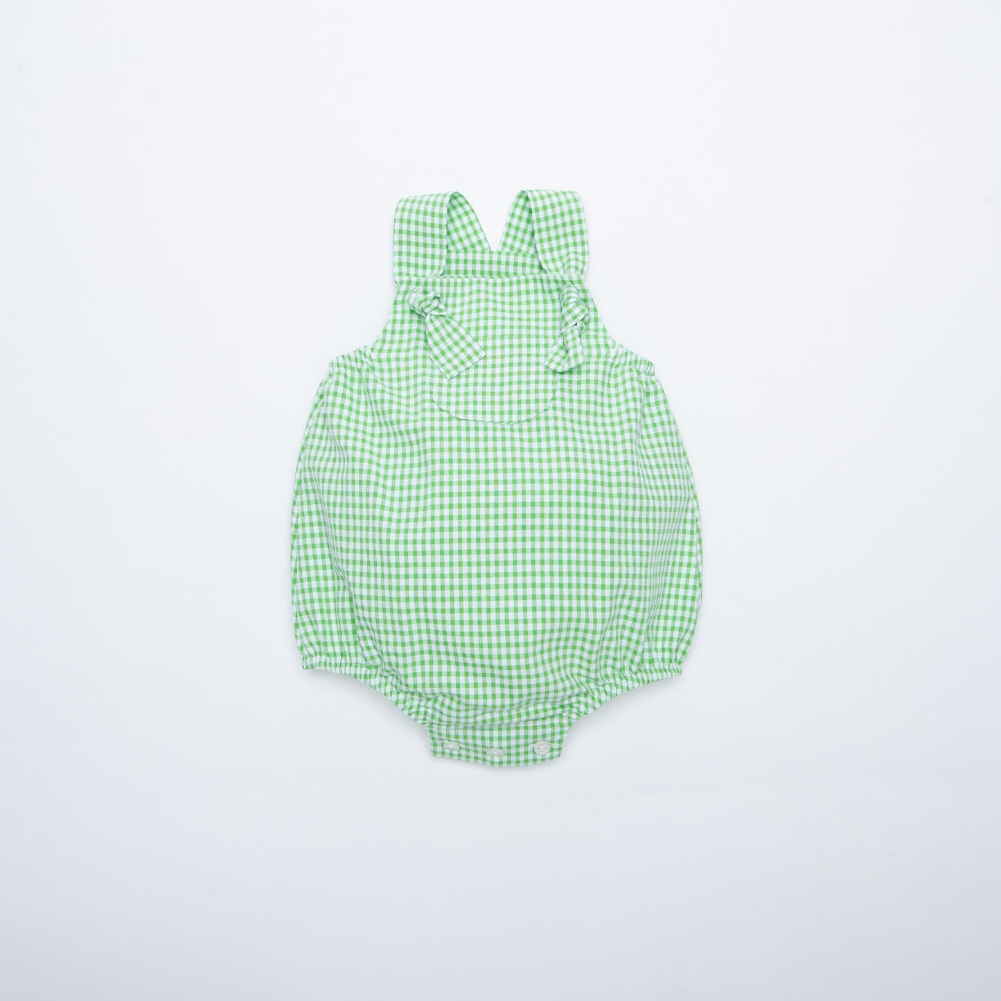 Mini Flor Green Vichy Nudos Romper