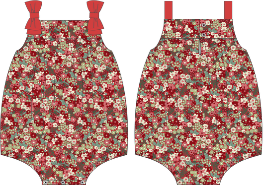 Red Flowers Printed Romper