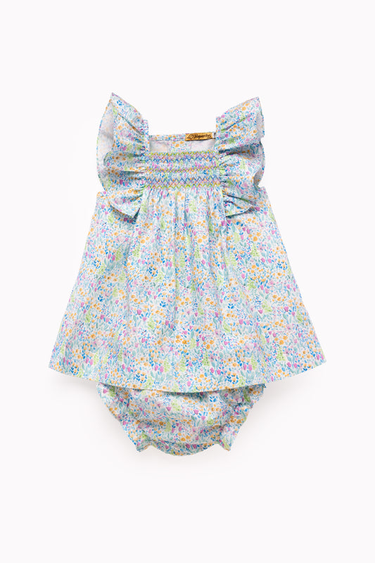 Nimes Smocked Baby Dress
