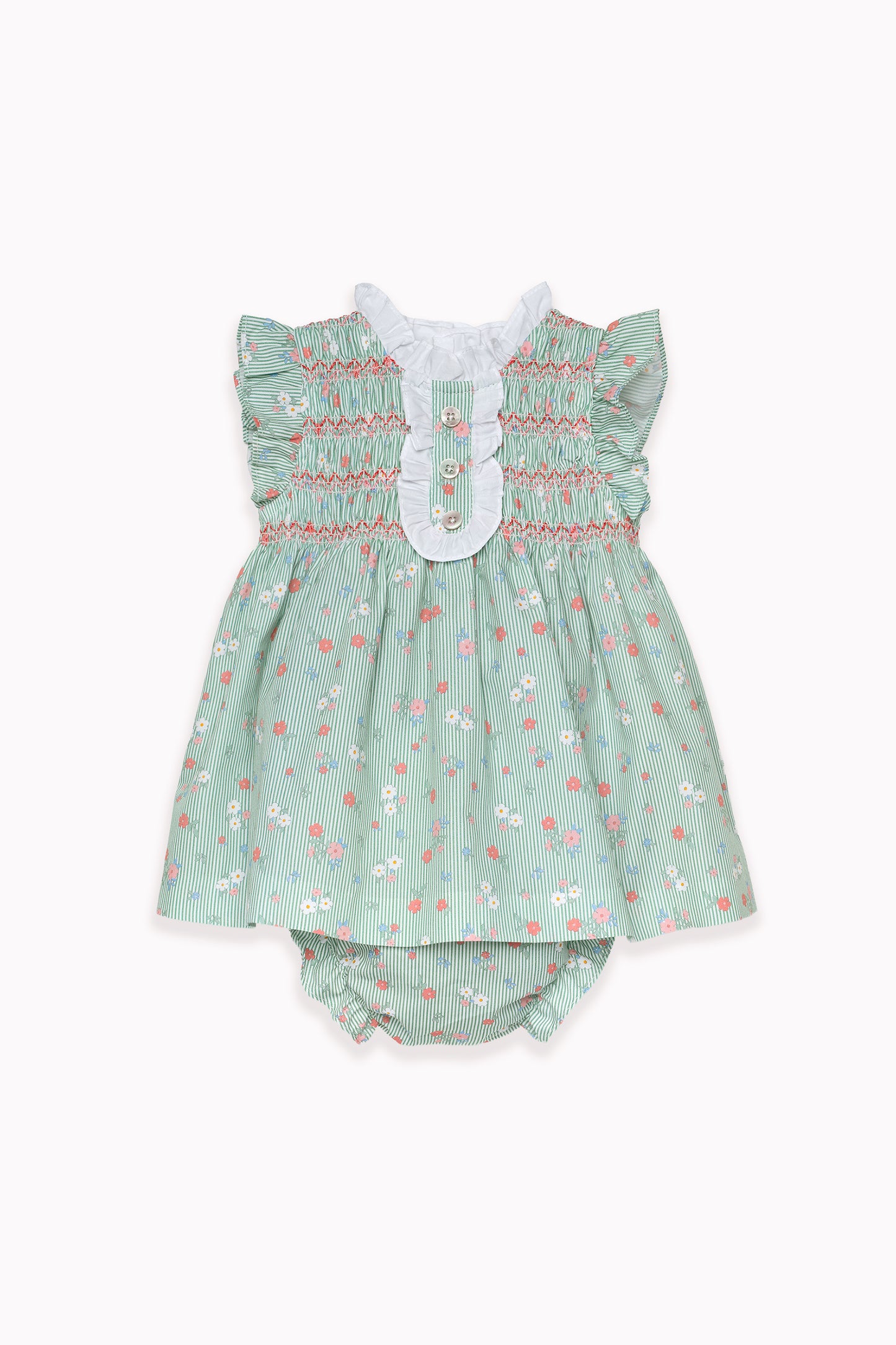 Raya Flor Verde Smocked Dress