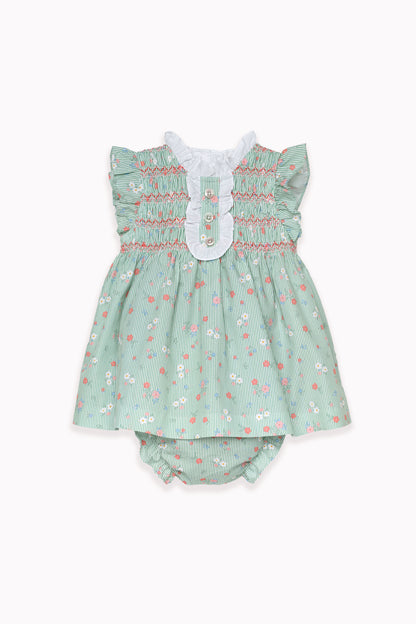 Raya Flor Verde Smocked Dress