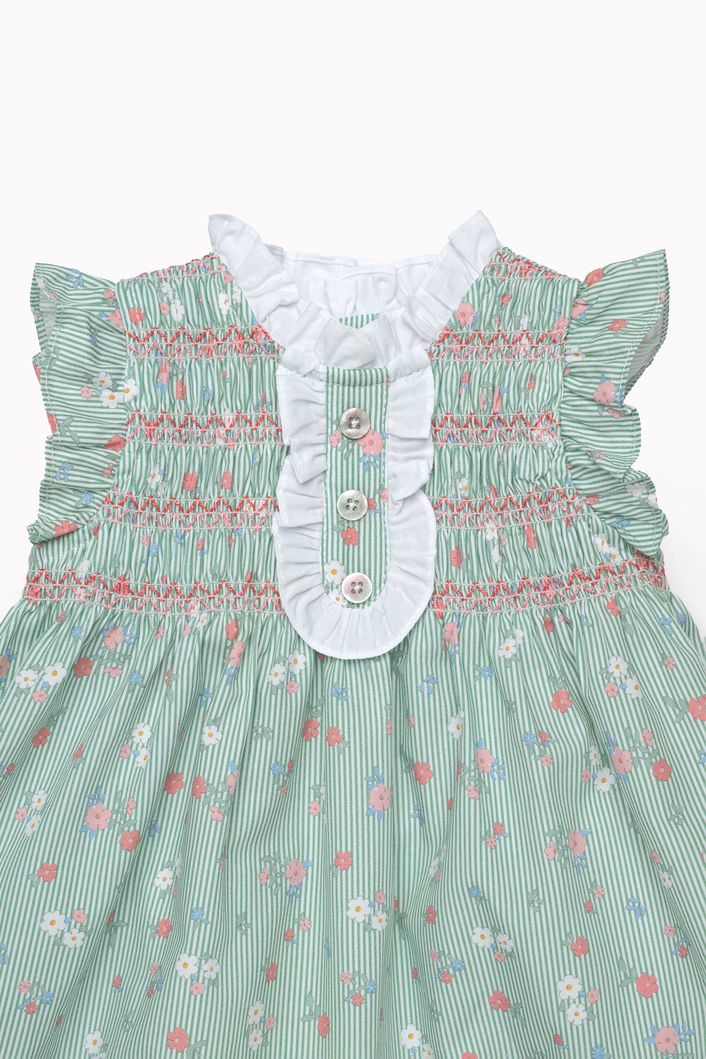 Raya Flor Verde Smocked Dress
