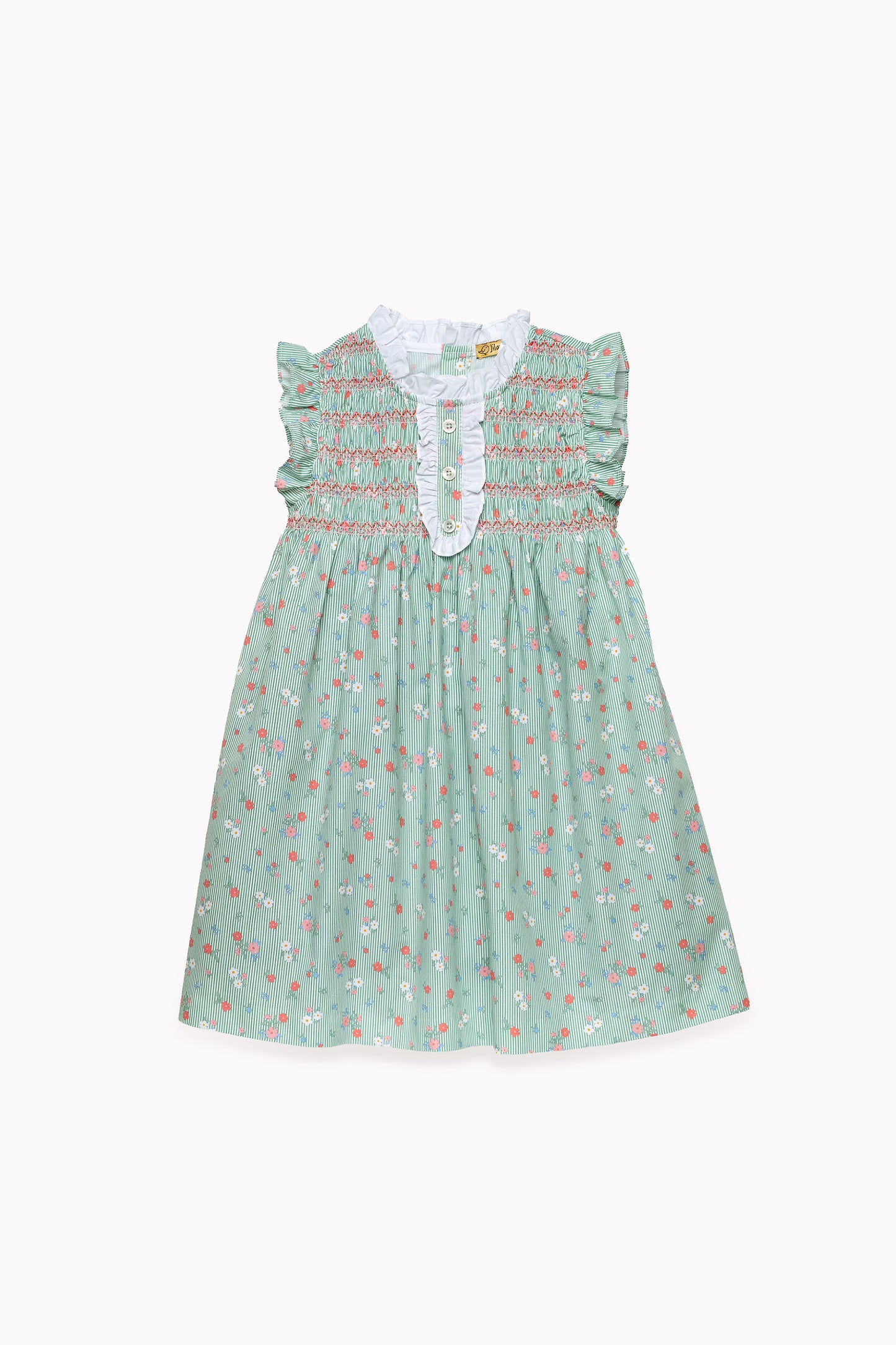 Raya Flor Verde Smocked Dress